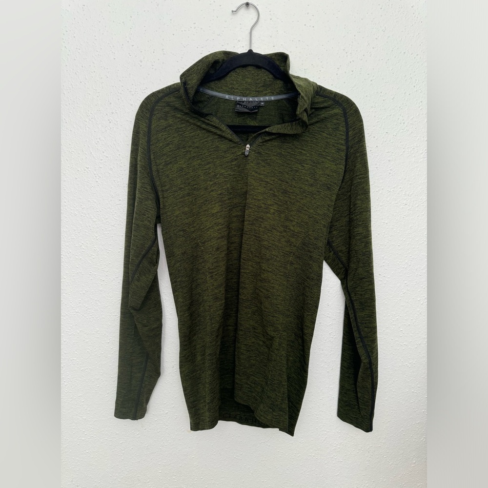 Alphalete Mens Green 1/4 Zip Fitted Compression Sweater Sz. MEDIUM